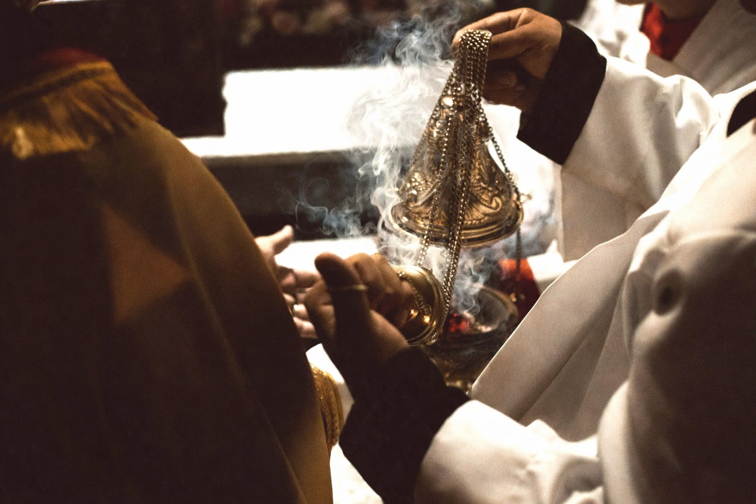 Incense with smoke at altar